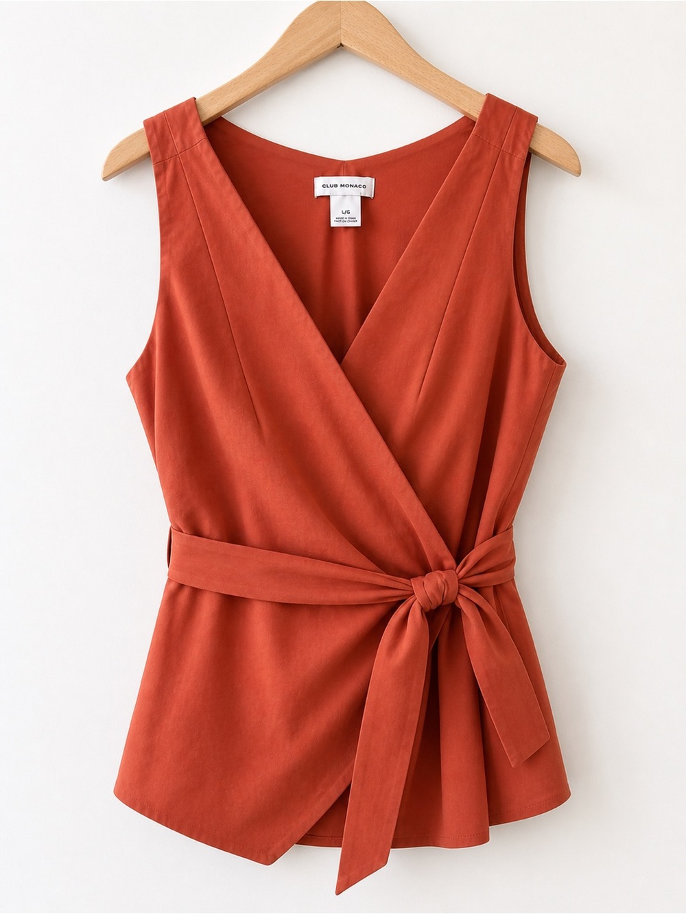 Club Monaco Rust Wrap Tie-Waist Sleeveless Top - Size L